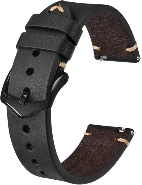 PASEK DO ZEGARKA CZARNY UNIWERSALNY SKÓRA CZARNA KLAMRA 20mm PASEK DO ZEGARKA CZARNY UNIWERSALNY SKÓRA CZARNA KLAMRA 20mm