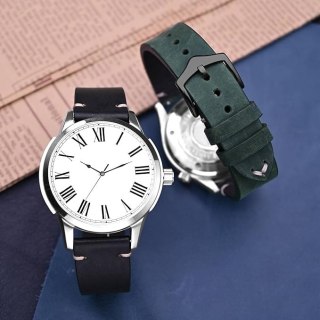 PASEK DO ZEGARKA CZARNY UNIWERSALNY SKÓRA CZARNA KLAMRA 20mm