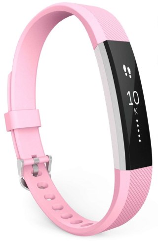 PASEK DO ZEGARKA Fitbit Alta/HR RÓŻOWY SILIKON SREBRNA KLAMRA WODOODPORNY