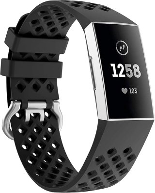PASEK DO ZEGARKA Fitbit Charge 3/3 SE CZARNY SILIKON WODOODPORNY