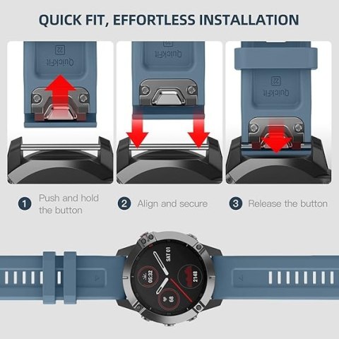 PASEK DO ZEGARKA GARMIN Fenix ​​7/7 Pro/6/6 Pro/5/5 NIEBIESKI SILIKON 22mm
