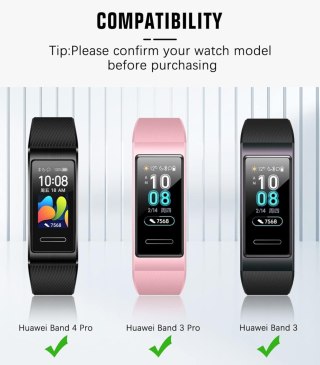 PASEK DO ZEGARKA Huawei Band 4 Pro/3 Pro/3 CZARNY SILIKONOWY WODOODPORNY