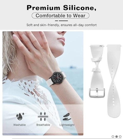 PASEK DO ZEGARKA Samsung Galaxy Watch 3/Huawei Watch GT BIAŁY SILIKON 22mm PASEK DO ZEGARKA Samsung Galaxy Watch 3/Huawei Watch GT BIAŁY SILIKON 22mm