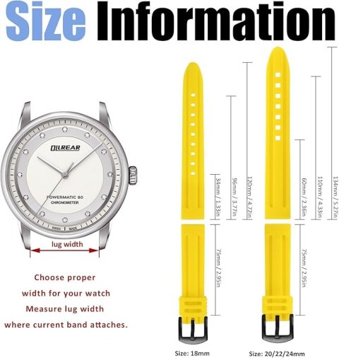 PASEK DO ZEGARKA ŻÓŁTY SILIKON UNIWERSALNY WODOODPORNY CZARNA KLAMRA 18mm PASEK DO ZEGARKA ŻÓŁTY SILIKON UNIWERSALNY WODOODPORNY CZARNA KLAMRA 18mm