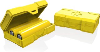 2x ETUI ORGANIZER PUDEŁKO BATERIE 18650 4szt ŻÓŁTE LOGO GORYLA ZAMYKANE