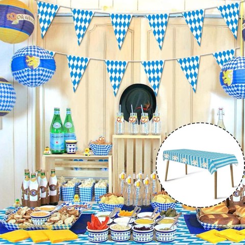 3xOBRUS NA STÓŁ OKTOBERFEST FESTIWAL PIWA BIAŁO NIEBIESKI BAWARIA 274x137cm