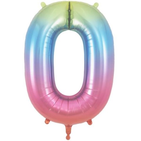 DUŻY BALON FOLIOWY NA ROCZNICĘ URODZINY CYFRA 0 GRADIENT KOLOROWY 40CM DUŻY BALON FOLIOWY NA ROCZNICĘ URODZINY CYFRA 0 GRADIENT KOLOROWY 40CM