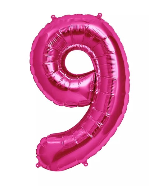 DUŻY BALON FOLIOWY NA ROCZNICĘ URODZINY CYFRA 9 INTENSYWNY RÓŻOWY 40CM DUŻY BALON FOLIOWY NA ROCZNICĘ URODZINY CYFRA 9 INTENSYWNY RÓŻOWY 40CM