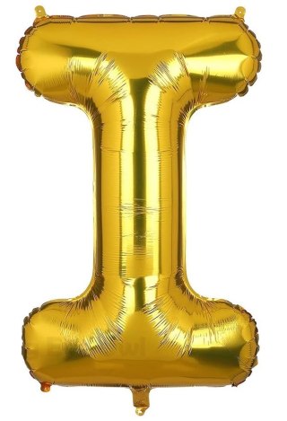 DUŻY BALON FOLIOWY NA ROCZNICĘ URODZINY IMPREZĘ LITERA I ZŁOTY 40CM