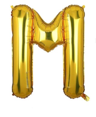 DUŻY BALON FOLIOWY NA ROCZNICĘ URODZINY IMPREZĘ LITERA M ZŁOTY 40CM