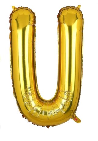 DUŻY BALON FOLIOWY NA ROCZNICĘ URODZINY IMPREZĘ LITERA U ZŁOTY 40CM