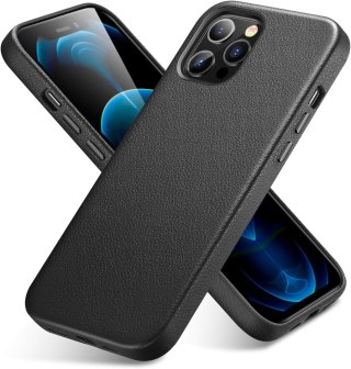 ETUI APPLE IPHONE 12 PRO MAX CZARNE IMITACJA SKÓRY PLECKI OCHRONNE SOLIDNE