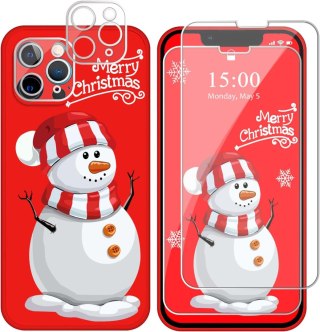 ETUI APPLE IPHONE 13 PRO MAX CZERWONE BAŁWAN ŚWIĄTECZNE +2x SZKŁO HARTOWANE