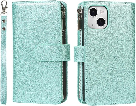 ETUI APPLE IPHONE 13 ZIELONE BŁYSZCZĄCE PORTFEL NA ZAMEK Z KLAPKĄ +SMYCZ ETUI APPLE IPHONE 13 ZIELONE BŁYSZCZĄCE PORTFEL NA ZAMEK Z KLAPKĄ +SMYCZ