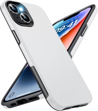ETUI APPLE IPHONE 14 / 13 SREBRNE WYTŁACZANE ANTY- POŚLIZGOWE OCHRONNE