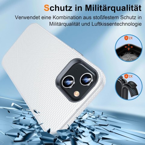 ETUI APPLE IPHONE 14 / 13 SREBRNE WYTŁACZANE ANTY- POŚLIZGOWE OCHRONNE