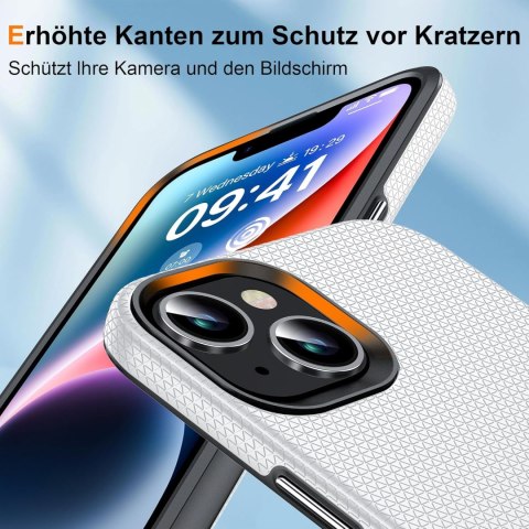 ETUI APPLE IPHONE 14 / 13 SREBRNE WYTŁACZANE ANTY- POŚLIZGOWE OCHRONNE