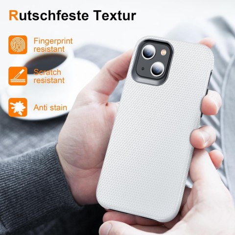 ETUI APPLE IPHONE 14 / 13 SREBRNE WYTŁACZANE ANTY- POŚLIZGOWE OCHRONNE