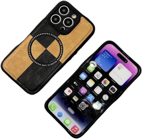 ETUI APPLE IPHONE 14 PRO MAX IMITACJA SKÓRY BRĄZOWE CZARNE KRATKA MAGSAFE ETUI APPLE IPHONE 14 PRO MAX IMITACJA SKÓRY BRĄZOWE CZARNE KRATKA MAGSAFE
