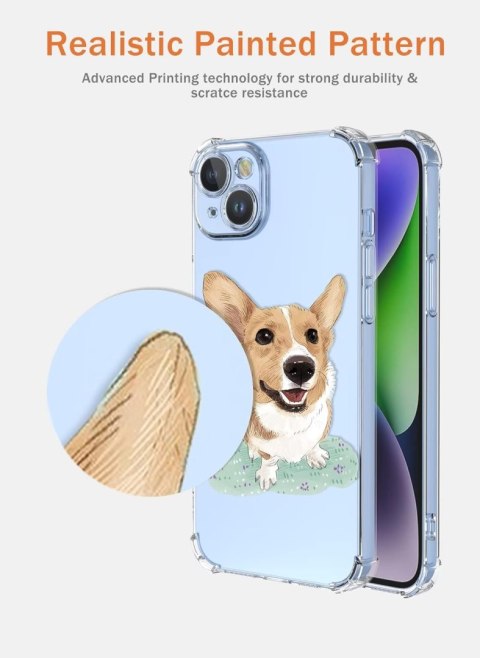 ETUI APPLE IPHONE 14 PRZEZROCZYSTE PIES SŁODKIE UROCZE WYSOKA OCHRONA