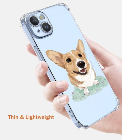 ETUI APPLE IPHONE 14 PRZEZROCZYSTE PIES SŁODKIE UROCZE WYSOKA OCHRONA