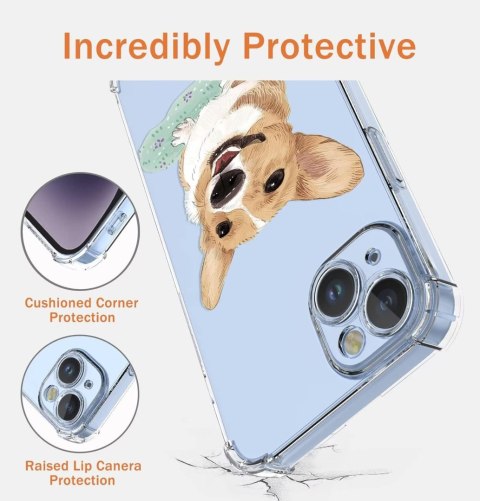 ETUI APPLE IPHONE 14 PRZEZROCZYSTE PIES SŁODKIE UROCZE WYSOKA OCHRONA
