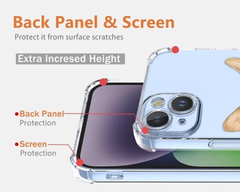 ETUI APPLE IPHONE 14 PRZEZROCZYSTE PIES SŁODKIE UROCZE WYSOKA OCHRONA