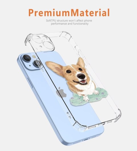 ETUI APPLE IPHONE 14 PRZEZROCZYSTE PIES SŁODKIE UROCZE WYSOKA OCHRONA