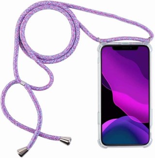 ETUI APPLE IPHONE SE 2020 8 /7 PRZEZROCZYSTE OCHRONNE + FIOLETOWA SMYCZ