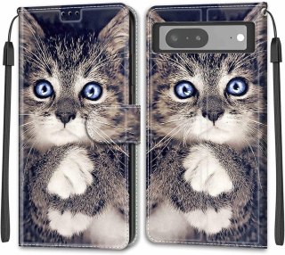 ETUI GOOGLE PIXEL 7 KOTEK SŁODKIE UROCZE ZAMYKANE Z KLAPKĄ WYSOKA OCHRONA