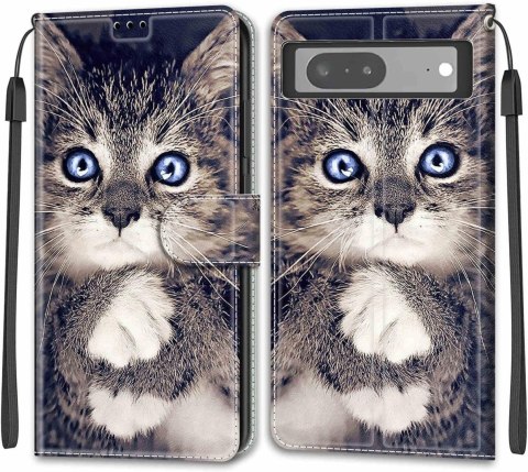 ETUI GOOGLE PIXEL 7 KOTEK SŁODKIE UROCZE ZAMYKANE Z KLAPKĄ WYSOKA OCHRONA