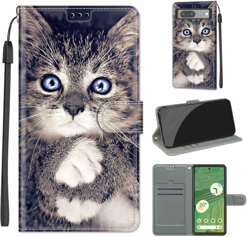 ETUI GOOGLE PIXEL 7 KOTEK SŁODKIE UROCZE ZAMYKANE Z KLAPKĄ WYSOKA OCHRONA