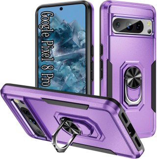 ETUI GOOGLE PIXEL 8 PRO FIOLETOWO CZARNE PANCERNE PIERŚCIEŃ WYTRZYMAŁE