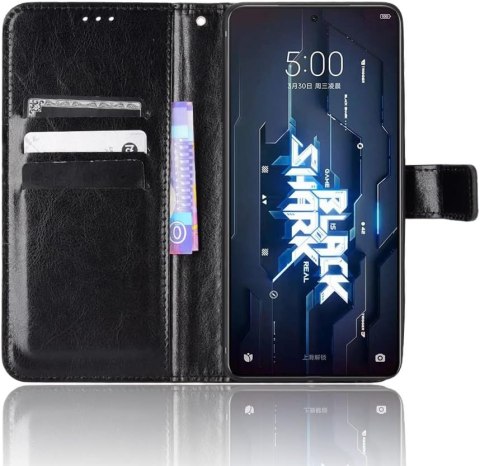 ETUI XIAOMI BLACK SHARK 5 CZARNE ZAMYKANE Z KLAPKĄ IMITACJA SKÓRY OCHRNNE