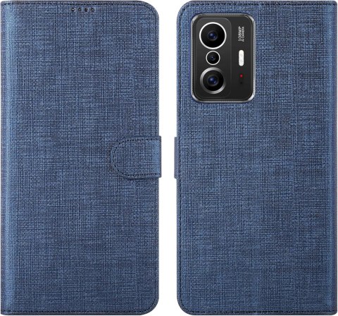 ETUI XIAOMI MI 11T/ MI 11T PRO GRANATOWE MATERIAŁOWE ZAMYKANE Z KLAPKĄ