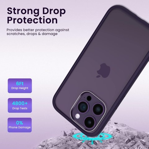 ETUI IPHONE 14 PRO MAX PRZEZROCZYSTE FIOLETOWA RAMKA 2x SZKŁO HARTOWANE