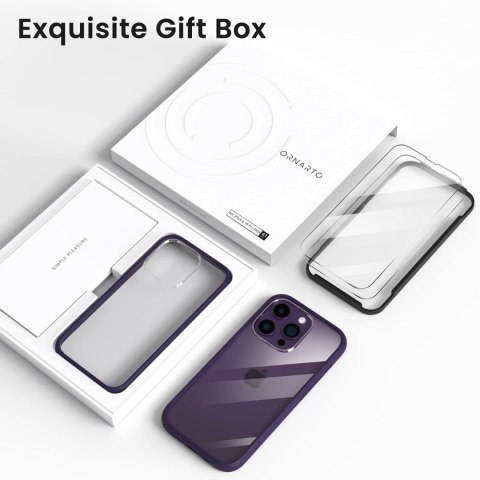 ETUI IPHONE 14 PRO MAX PRZEZROCZYSTE FIOLETOWA RAMKA 2x SZKŁO HARTOWANE