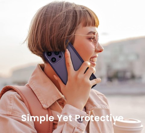 ETUI IPHONE 14 PRO MAX PRZEZROCZYSTE FIOLETOWA RAMKA 2x SZKŁO HARTOWANE