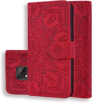 ETUI MOTOROLA MOTO G POWER 2021 CZERWONE WYTŁACZANY WZÓR ZAMYKANE Z KLAPKĄ