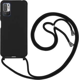 ETUI POCO M3 PRO 5G CZARNE PLECKI WYSOKA OCHRONA SOLIDNE +CZARNA SMYCZ