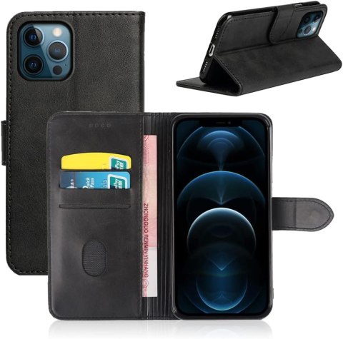 ETUI REDMI 9A CZARNE ZAMYKANE Z KLAPKĄ IMITACJA SKÓRY WYTRZYMAŁE SOLIDNE
