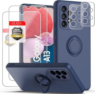 ETUI SAMSUNG GALAXY A13 4G GRANATOWE PLECKI PIERŚCIEŃ 2x SZKŁO HARTOWANE