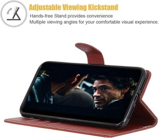 ETUI SAMSUNG GALAXY A32 5G BRĄZOWE ZAMYKANE Z KLAPKĄ SOLIDNE +SMYCZ NA RĘKE