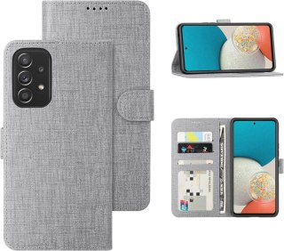 ETUI SAMSUNG GALAXY A53 5G SZARE MATERIAŁOWE ZAMYKANE Z KLAPKĄ OCHRONNE