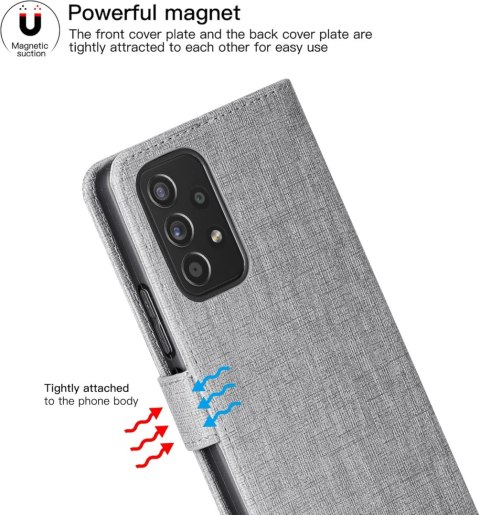 ETUI SAMSUNG GALAXY A53 5G SZARE MATERIAŁOWE ZAMYKANE Z KLAPKĄ OCHRONNE