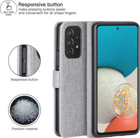 ETUI SAMSUNG GALAXY A53 5G SZARE MATERIAŁOWE ZAMYKANE Z KLAPKĄ OCHRONNE