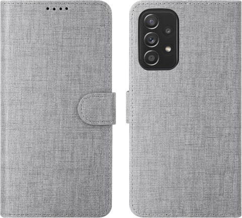ETUI SAMSUNG GALAXY A53 5G SZARE MATERIAŁOWE ZAMYKANE Z KLAPKĄ OCHRONNE