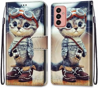 ETUI SAMSUNG GALAXY M13 KOTEK W BUTACH UROCZY SŁODKI ZAMYKANE Z KLAPKĄ