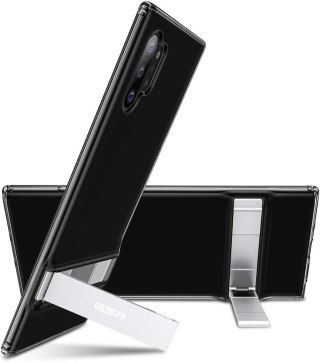 ETUI SAMSUNG GALAXY NOTE 10+ SZARE TRANSPARENTNE Z PODSTAWKĄ SREBRNĄ