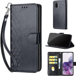 ETUI SAMSUNG GALAXY S20 CZARNE ZE WZOREM ZAMYKANE Z KLAPKĄ MIEJSCE NA KARTY